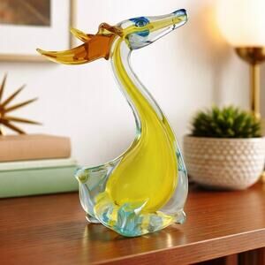 Vintage Murano Art Glass Stag Figurine Italian Yellow MCM